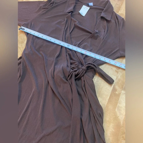 H&M Plus Sized Brown Wrap Dress Mini Long Sleeve Size 4XL NWT - Picture 12 of 12